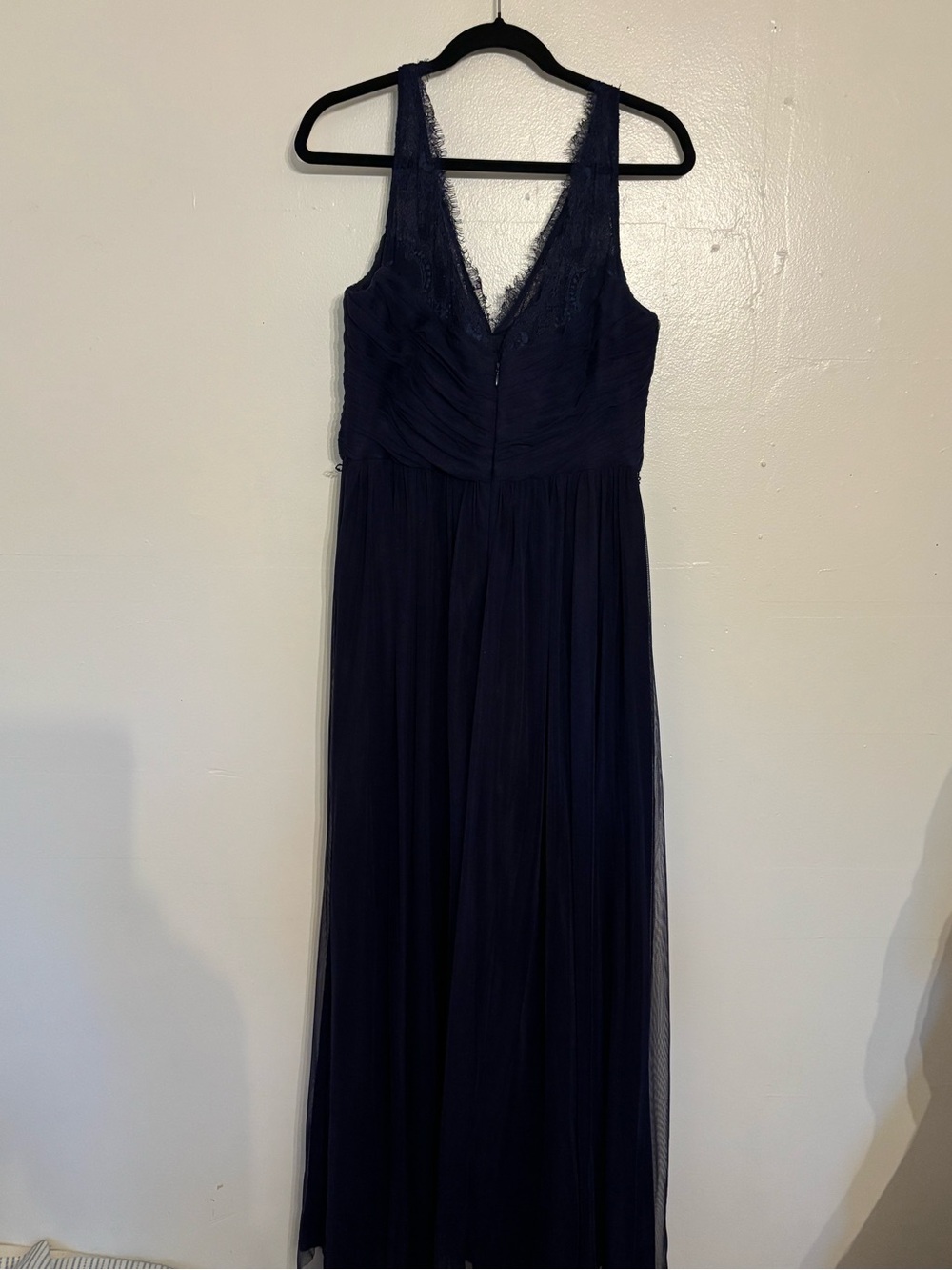Sleeveless Navy Lace V-Neck Maxi Dress